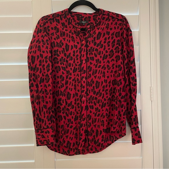Rails Lillian Red Leopard Print Button Down Shirt Red Black Size XS - Picture 1 of 5
